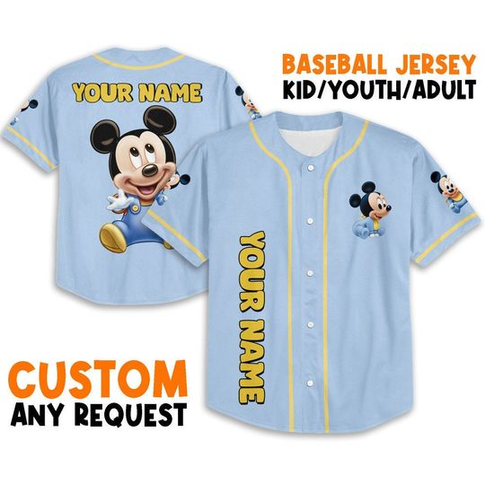 Personalize Mikey Disney Baby jersey, Disney Baseball Jersey Sports