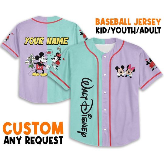 Personalize Mikey Disney Orange Couple jersey, Disney Baseball Jersey Sports