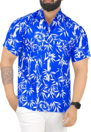 LA LEELA Mens Hawaiian Short Sleeve Button Down Shirts