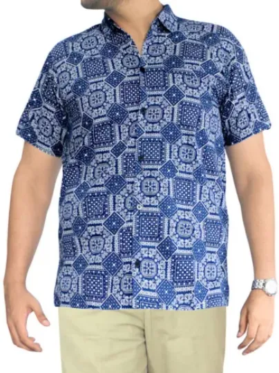 LA LEELA Men's Relaxed Tropical Hawaiian Shirt Casual Button Down