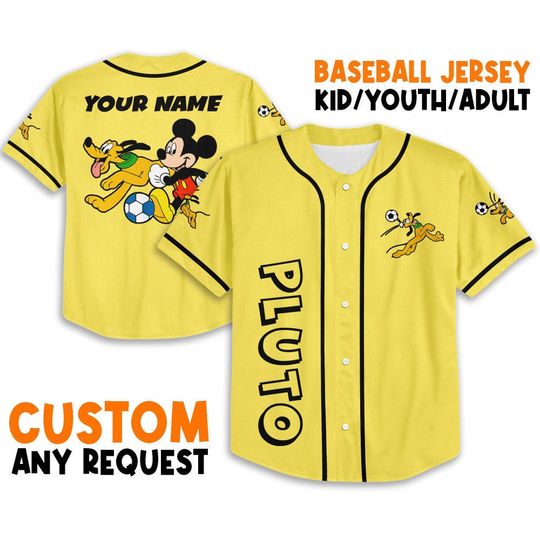 Personalize Pluto vs Mickey jersey, Disney Baseball Jersey Sports, Gifts For Fans Disney