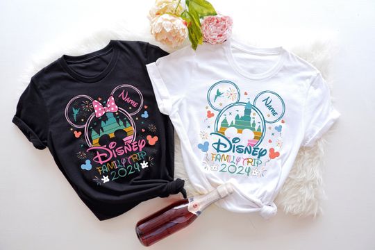 Custom Name Disney Family Trip 2024 Shirt, Mickey and Minnie Shirts