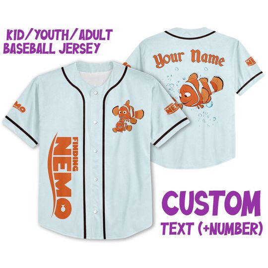 Personalized Disney Finding Nemo Marlin And Nemo, Disney Baseball Jersey Sports