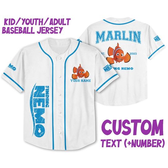 Personalized Disney Finding Nemo Vintage Marlin, Disney Baseball Jersey Sports