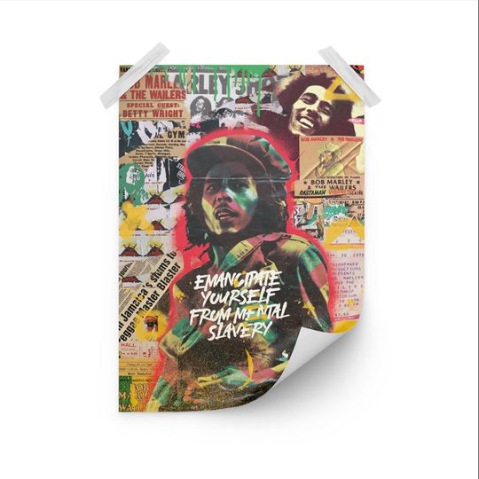 Bob Marley Poster, Reggae, Music Wall Art, Contemporary Wall Decor, Home Decor, Inspirational People