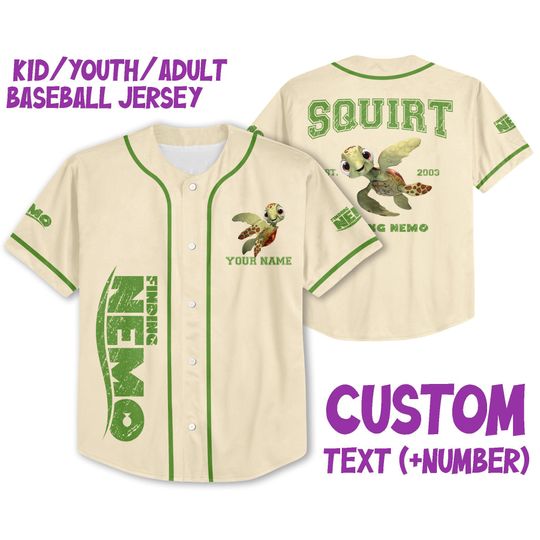Personalized Disney Finding Nemo Vintage Squirt, Disney Baseball Jersey Sports
