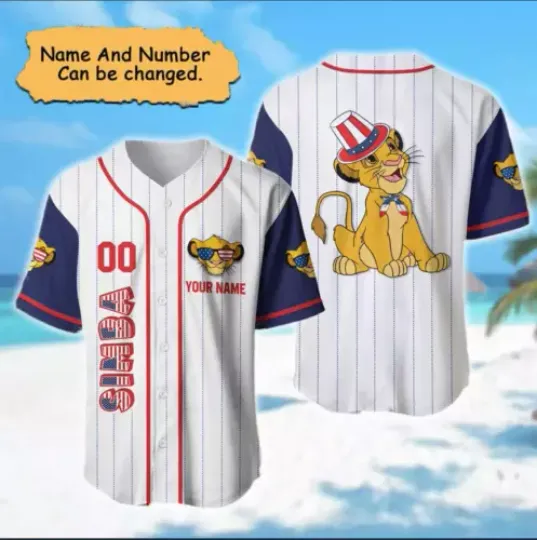 Personalized The Lion King Simba Happy 4th Of July 3D BASEBALL JERSEY