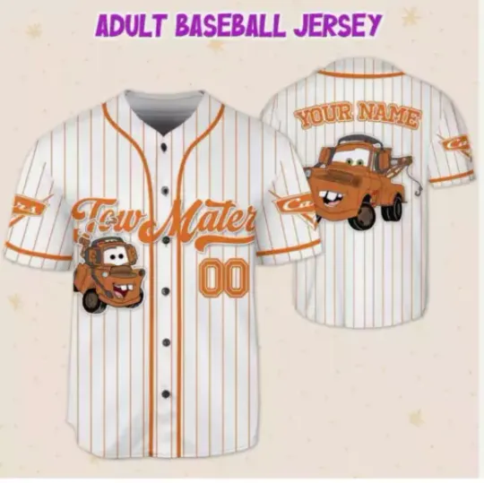 Personalized Cars Movie Lightning Tow Mater Father's 3D BASEBALL JERSEY