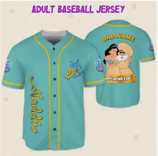 Personalized The Sultan & Princess Jasmine Father's Day BASEBALL JERSEY SHIRT
