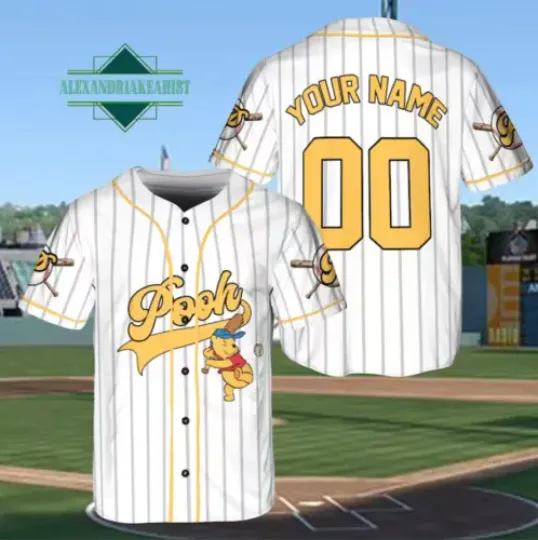 Custom Winnie Pooh 3D Baseball Jersey Shirt