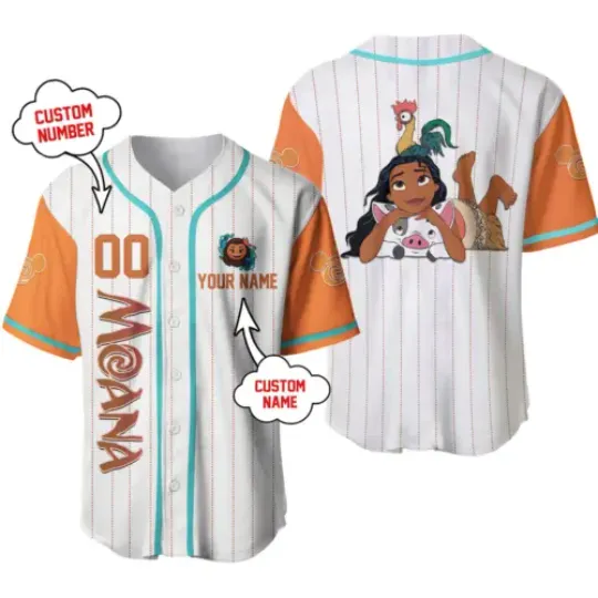 Personalized Love Moana 3D Baseball Jersey Shirt