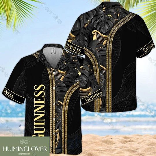 Guinness Beer Hawaiian Shirt, Guinness Beer Button Shirt, Beer Beach Shirt