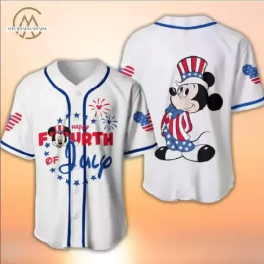 Mickey Mouse Happy 4th Of July 3D Baseball Jersey Shirt
