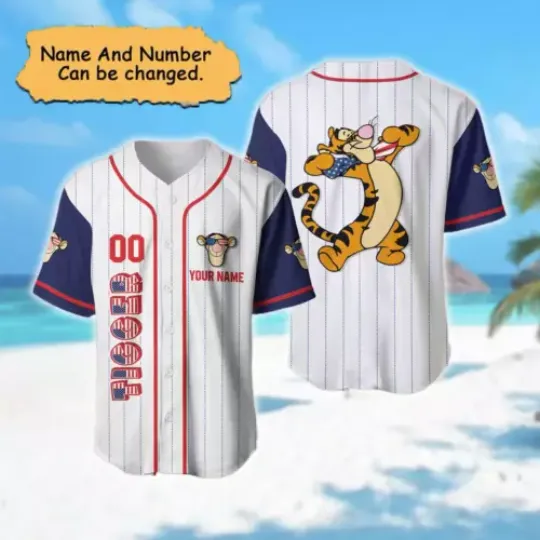 Personalized Tigger Happy Independence Day July 4th 3D BASEBALL JERSEY