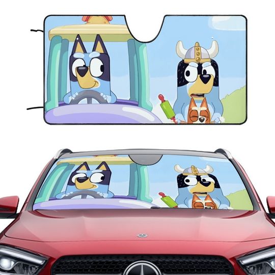BlueyDad car visor, animated car visor, car decoration, BlueyDad Lover, car visor, cute screen decoration Car Accessories