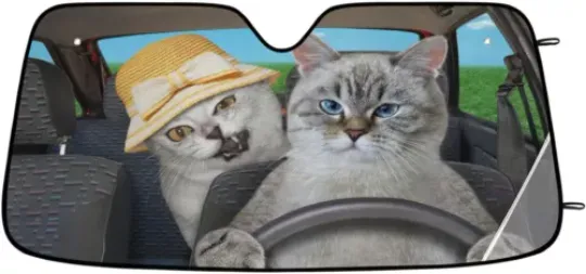 Funny Cat car sun shade, Gift for cat lover, gift for dad, mom
