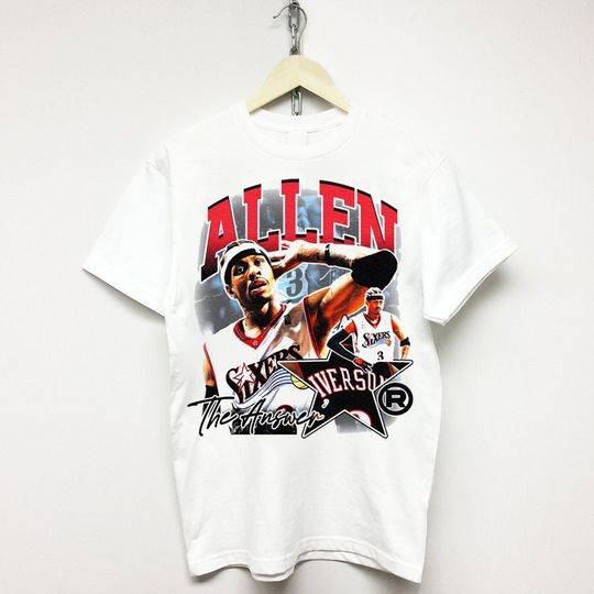 ALLEN IVERSON T-SHIRT vintage rap tee merch tour concert dennis rodman Travis drake kanye 90's ja morant mike tyson