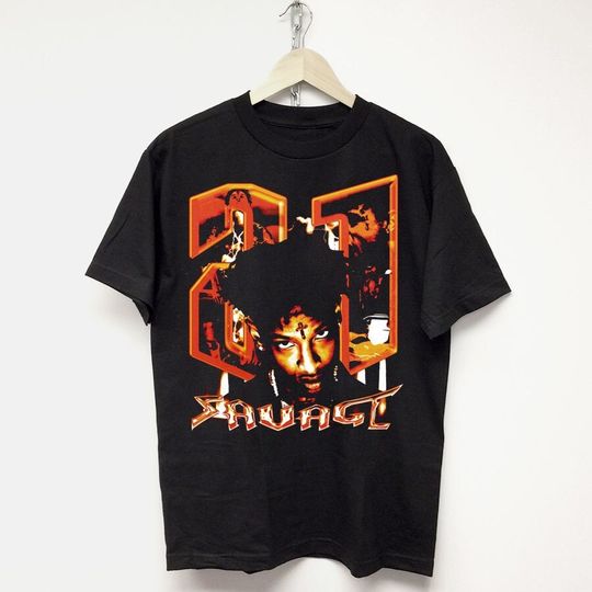 21 SAVAGE T-SHIRT vintage rap tee gunna young thug big face drake jordan concert tour merch 90s kanye youngboy dennis rodman Travis ye