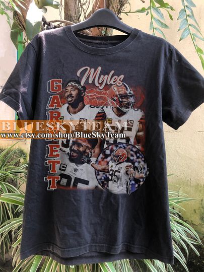 Vintage 90s Graphic Style Myles Garrett T-Shirt, Myles Garrett Shirt, Cleveland Football Shirt