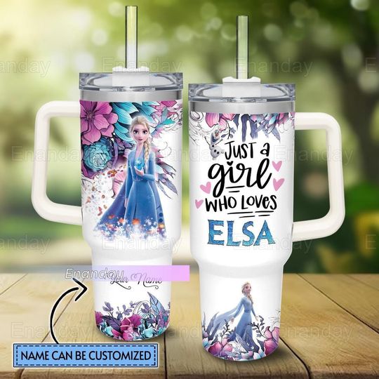 Elsa Princess Tumbler, Custom Elsa Tumbler 40oz, Just A Girl Loves Elsa Tumbler