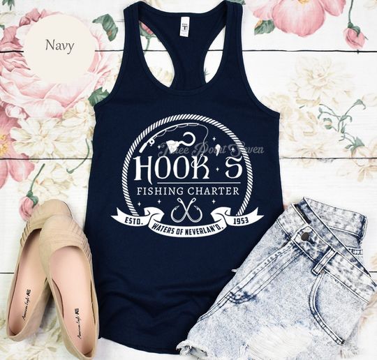 Peter Pan Neverland Tank Top, Hook's Fishing Charter, Disney Women's Tank Top