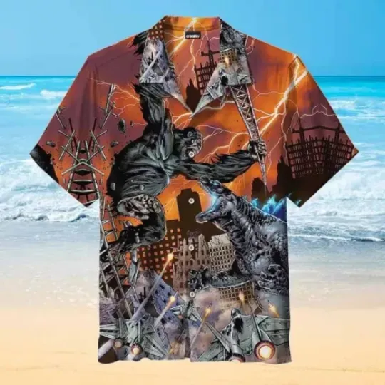god zilla vs King Kong Universal Hawaiian Shirt, god zilla Gifts, King Kong Shirt