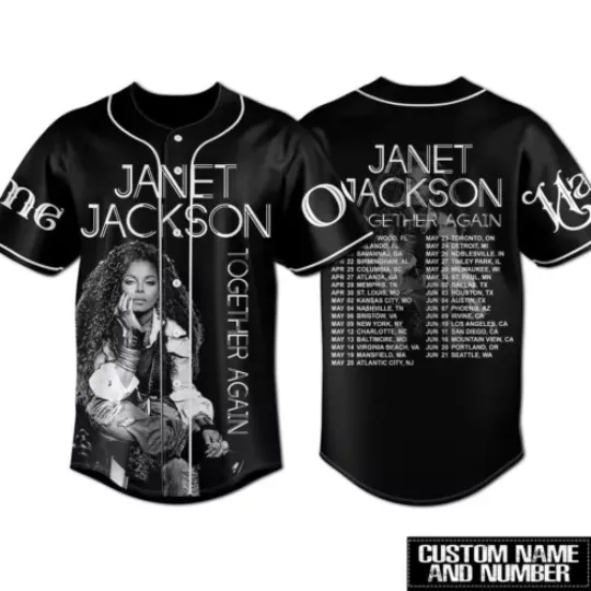 Personalized Janet Jackson Baseball Jersey Shirt, Together Again Tour 2024 Shirt