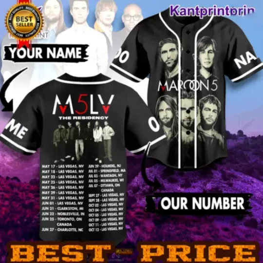 Maroon 5 M5LV The Residency Personalized Baseball Jersey
