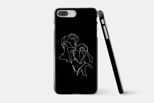 Gay Couple iPhone Case, Minimal Line Art iPhone case