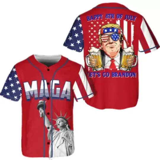 Happy 4th Of July Let's Go Brandon Trump Baseball Jersey