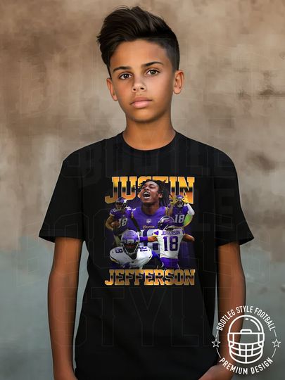 Justin Jefferson shirt for Youth Boys Girls 90s bootleg rap vintage