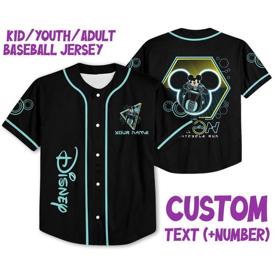 Personalize Mickey tron, Custom Adult 3D Disney Baseball Jersey Outfits Cute Gift For Fans