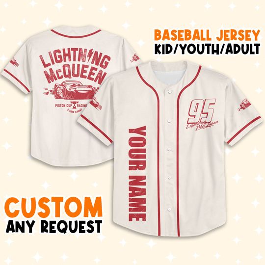 Personalize Cars Lightning McQueen Piston Cup Racing Series Baseball Jersey Shirt