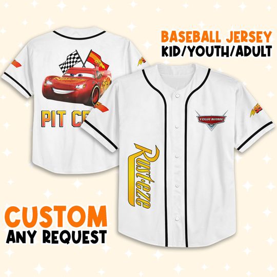 Personalize Cars Lightning McQueen Pit Crew Baseball Jersey, Gift For Baseball Fans