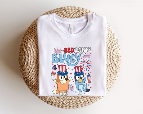 Red White BlueyDad Shirt For 4th of July, BlueyDad Fourth of July Tee