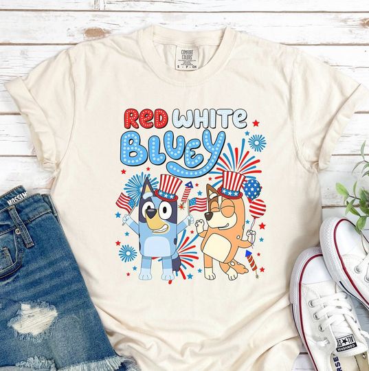 BlueyDad Shirt, 4th of July BlueyDad Shirt, Dad Mom Birthday Gift, Patriotic BlueyDad