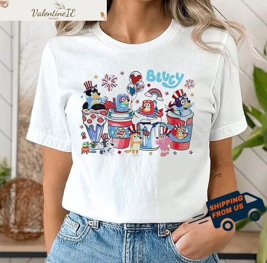 BlueyDad Red White Tshirt, Disneyworld Shirt, 4Th Of July Shirt,Disney Trip Shirt