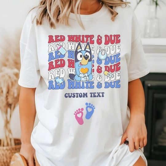 Custome Red White And Due 4Th Of July BlueyDad Shirts, BlueyDad Fourth Of July