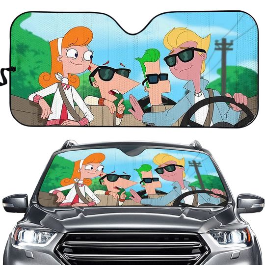 Phineas and Ferb Jeremy and Candace Car Sun Shade