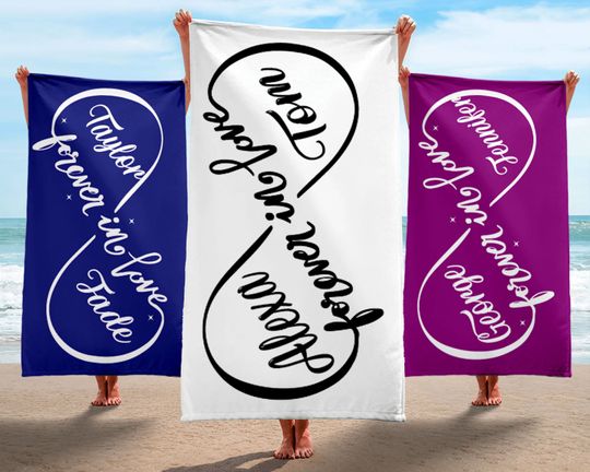 Discover Personalized Bride Groom Beach Towel, Custom Infinity Towel, Bride Honeymoon Travel