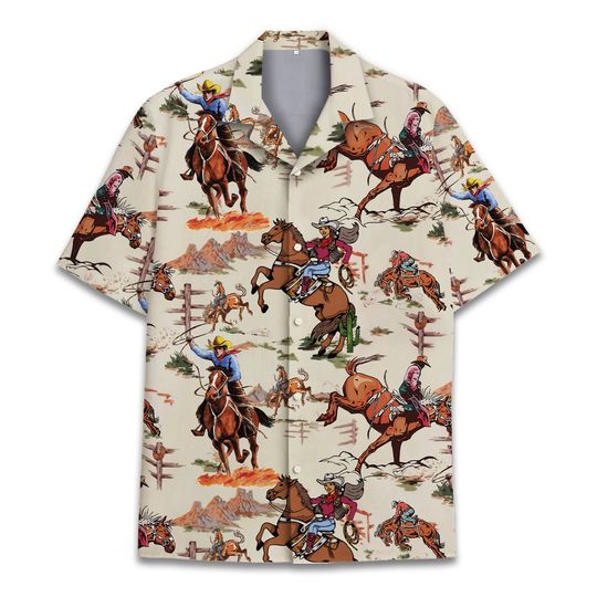 Western Cowboy Hawaiian Shirt for Men Women, Cowboy Summer Shirt