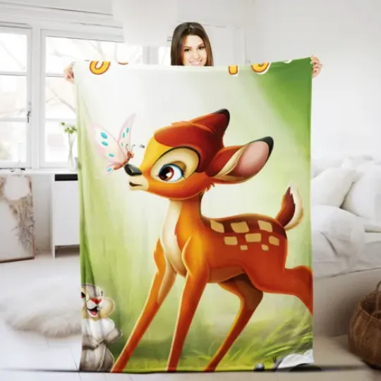 Personalized Disney Bambi Blanket, Disney Bambi Blanket, Disney Bambi Cartoon Bl