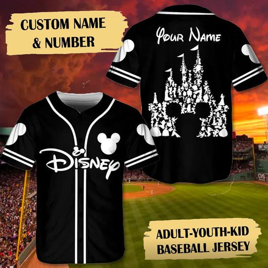 Custom Magic Castle 4th July Baseball Jersey, Personalized Mickey Mouse July Fourth Baseball Shirt