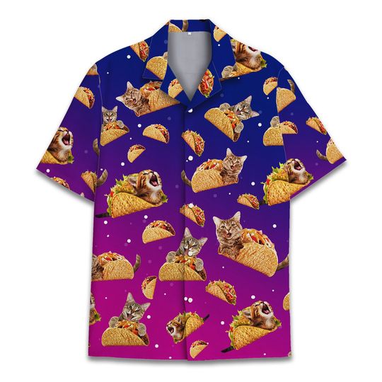 Taco Cat Hawaiian Shirt for Men Women, Novelty Cat Hawaiian Shirts, Cat Lovers Gift