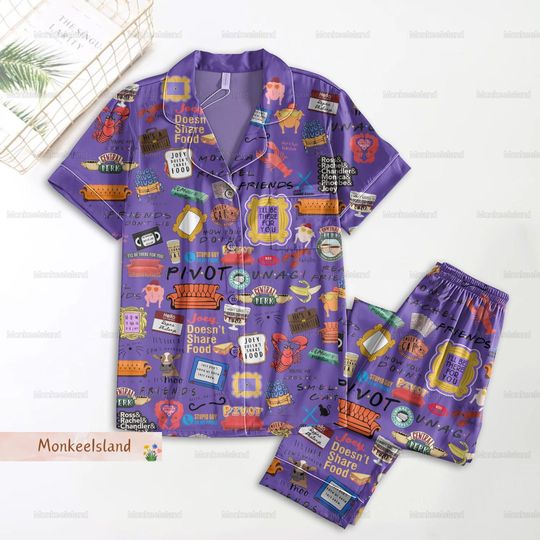 Friends Tv Show Pajamas, Vintage Friends Women Pajamas, Friends Series Pajamas Set