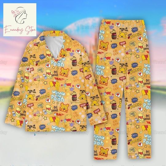 Winnie The Pooh Pajamas Set, Pooh Holiday Pajamas, Pooh Bear Pajamas