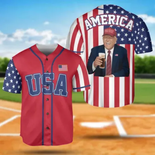 Trump Beer 4th Of July Baseball Jersey America Independence Day 2024 Shirt
