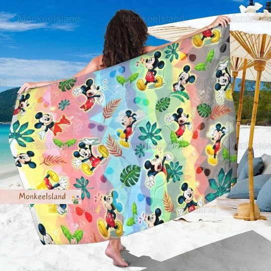 Disney Classic Mickey Beach Towel, Mickey Mouse Bath Towel, Funny Mickey