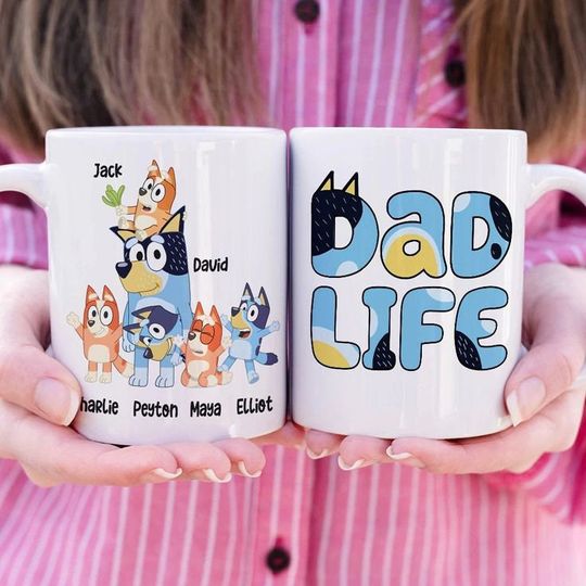 Personalized BlueyDad Dad Life Mug, BlueyDad Dad Mug Father's, Bandit Heeler Mug