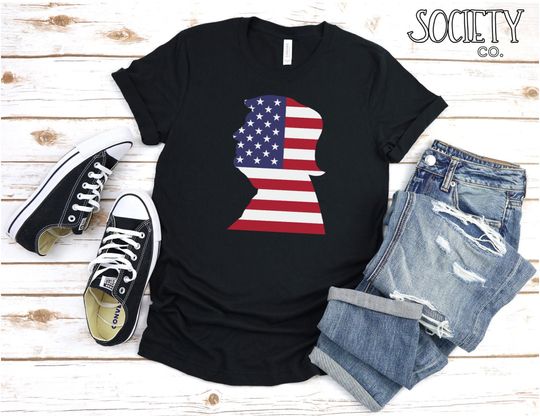 Trump Stars & Stripes Shirt | Patriot Party T-shirt | Trump 2024 Cotton T-Shirt - Loose Fit, Comfortable Short Sleeve Tee